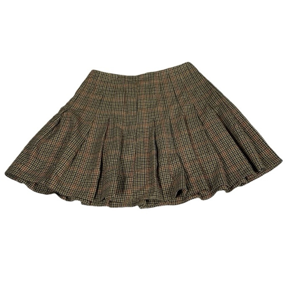 Brandy Melville Brown Plaid Mini Skirt Pleated 26” Waist Academia‎ Fall Y2K Prep